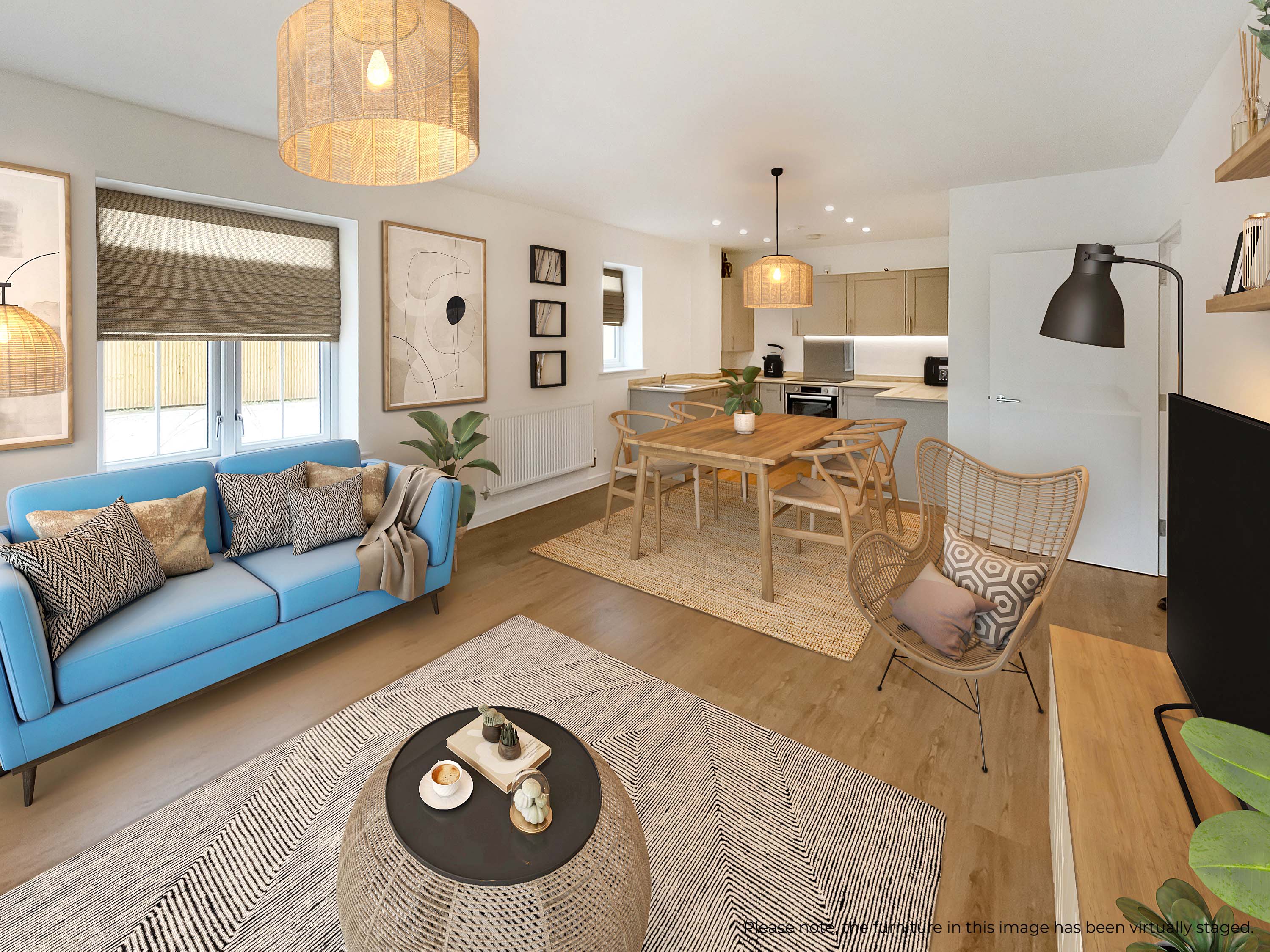 1 Bed Apartment Lounge Diner Virtual Staging